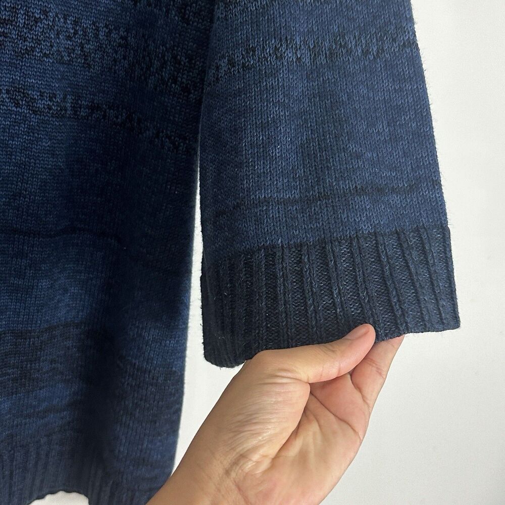 Peruvian Connection Ombre Blue Pima Cotton Cardigan Sweater Boho Size Large - Picture 12 of 12